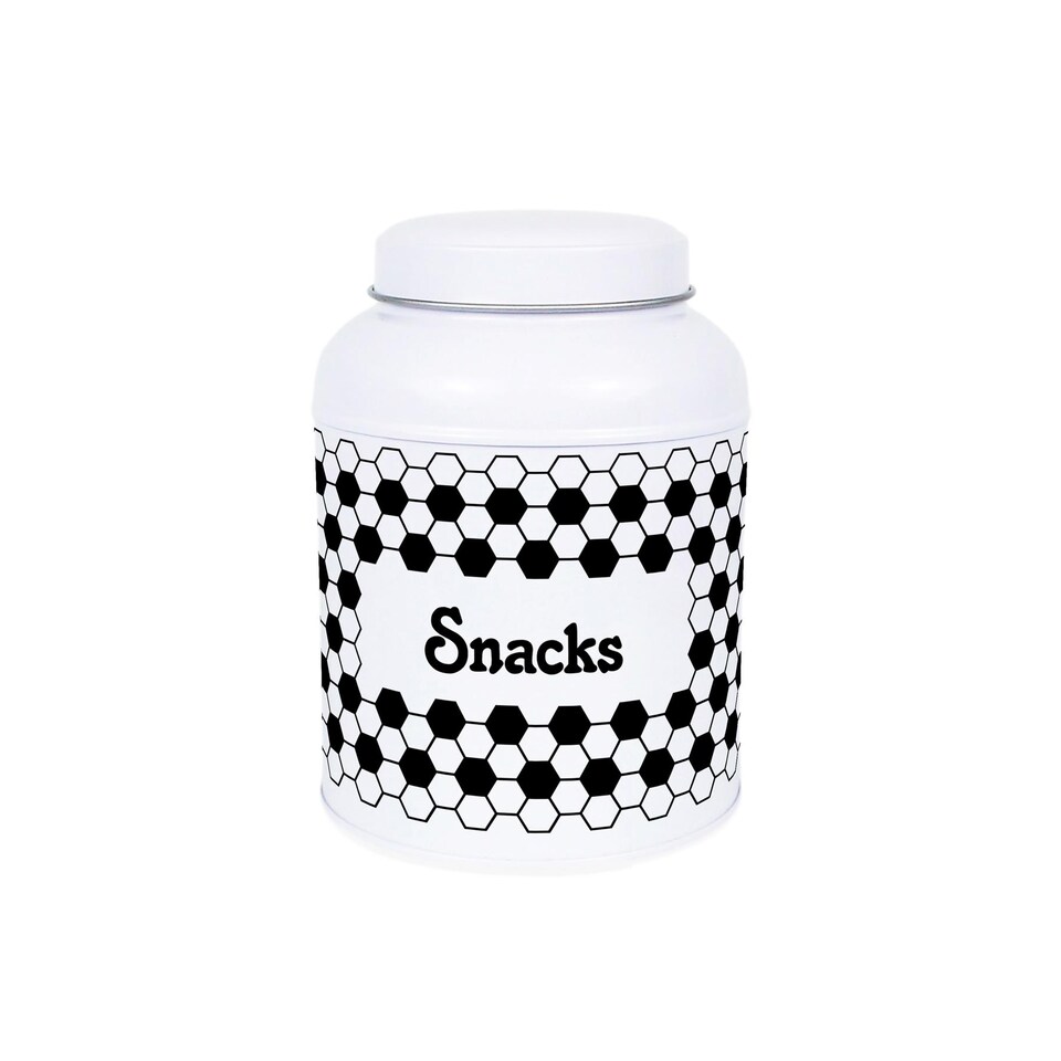 image 1 of Hexagon Tiles Snacks Canister - Small Domed Lid Kitchen Storage Jar