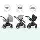 image 3 of Stomp Luxe 12pc Travel System with Cirrus i-Size Car Seat & ISOFIX Base, Carrycot, Reversible Seat, Rain Cover & More (Black/Pearl Grey/Black)