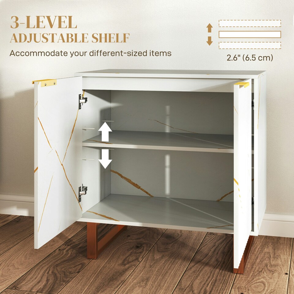 image 1 of HOMCOM Sideboard, Buffet Cabinet with 2 Doors and Adjustable Shelves, White White
