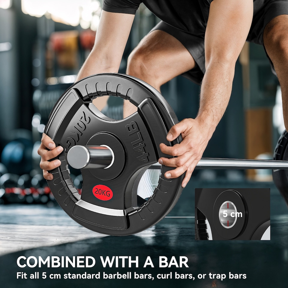 image 1 of SPORTNOW 20kg Olympic Weight Plate, Weight Plate Disc with Tri-Grips