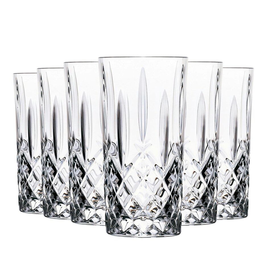 image 1 of RCR Crystal Orchestra Cut Glass Highball Cocktail Glasses Tumblers Set - 396ml - Pack of 6 Clear