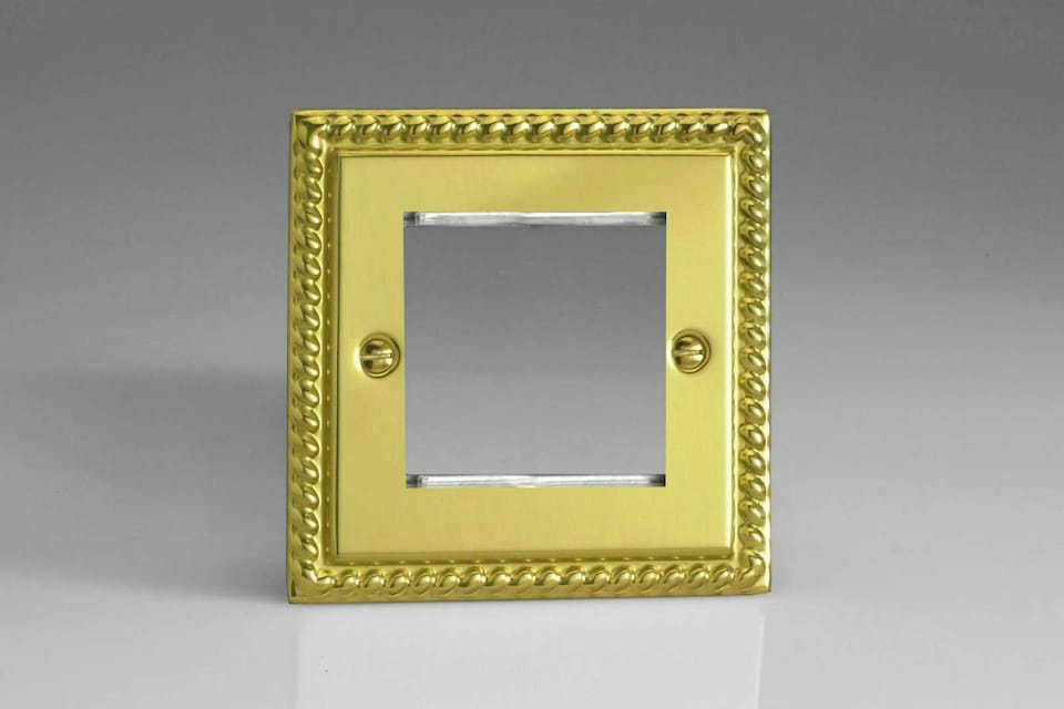 Varilight Data Grid Face Plate For 2 Data Module Widths Georgian Brass XGG2 | Multi