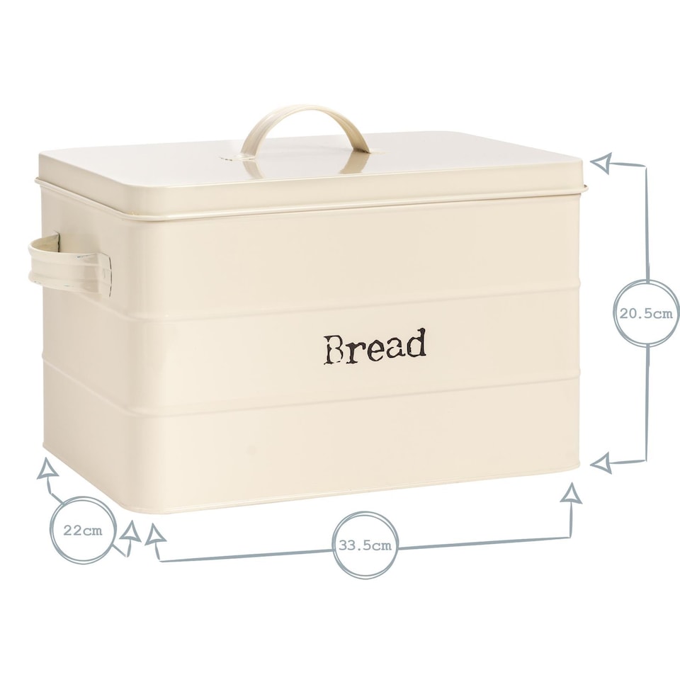image 1 of Harbour Housewares Vintage Metal Kitchen Bread Bin - 40cm - Cream