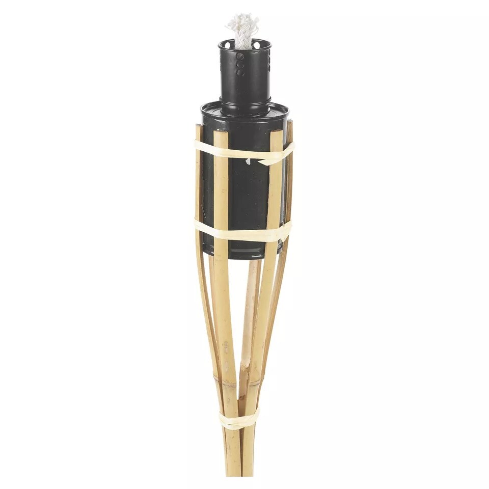 image 1 of Black Bamboo Torch Lanterns - Outdoor Garden Oil Patio Lights