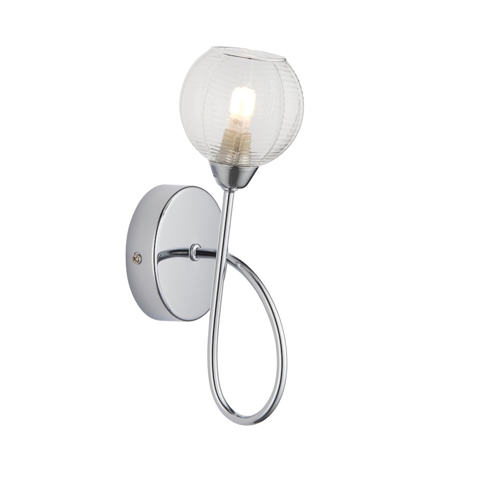 image 1 of Tatton - Chrome with Ribbed Glass Wall Lamp