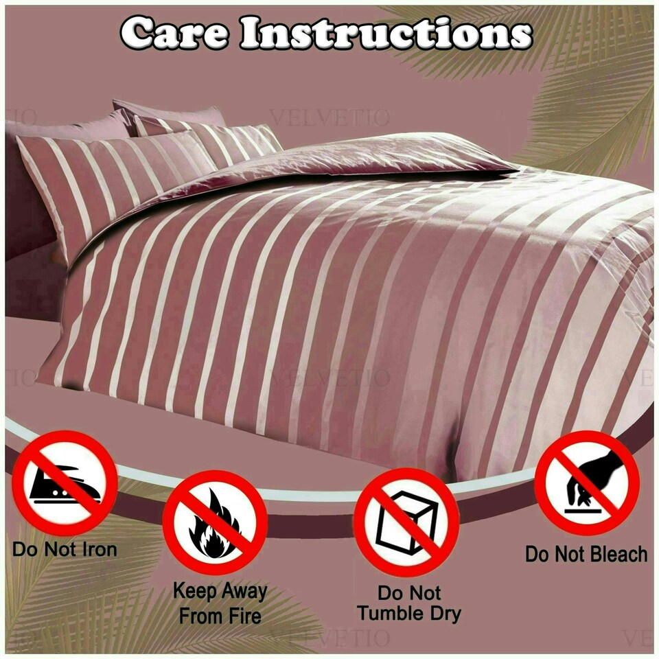 image 1 of VELVETIO Oscar Stripe Duvet Cover Set Reversible Polycotton Easy Care Beddings Pink | Blush Pink | Super King