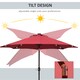 image 3 of Outsunny 2.7m Patio Garden Umbrella Outdoor Parasol Outdoor Market Table Umbrella with Tilt Crank and 24 LEDs Lights Wine Red