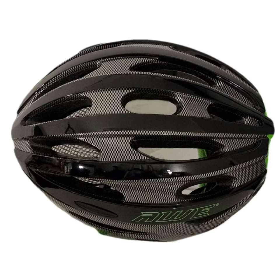 image 1 of AWE AweSprint In Mould Bike Helmet Carbon/Black/Green 58-61cm Crash Guarantee* | Black | Green