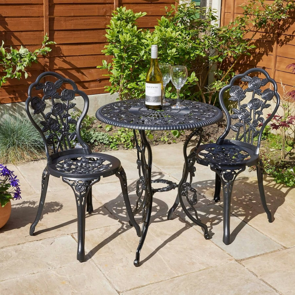 image 1 of Bistro Set Outdoor Patio Garden Furniture Table and 2 Chairs Metal