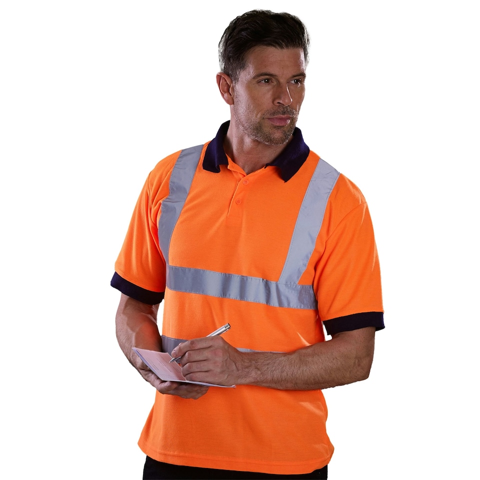 image 1 of Yoko Unisex Adult Hi-Vis Safety Short-Sleeved Polo Shirt - Orange - XL