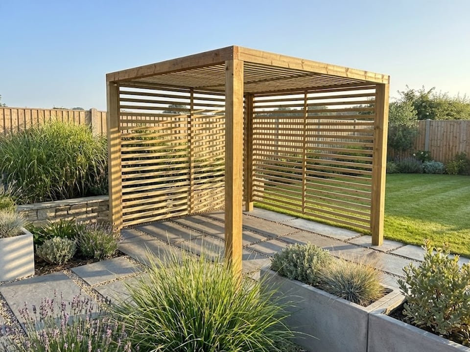 image 1 of eDecks Retreat Slatted Garden Gazebo, 1800 x 1800mm with Bolt Down Anchors
