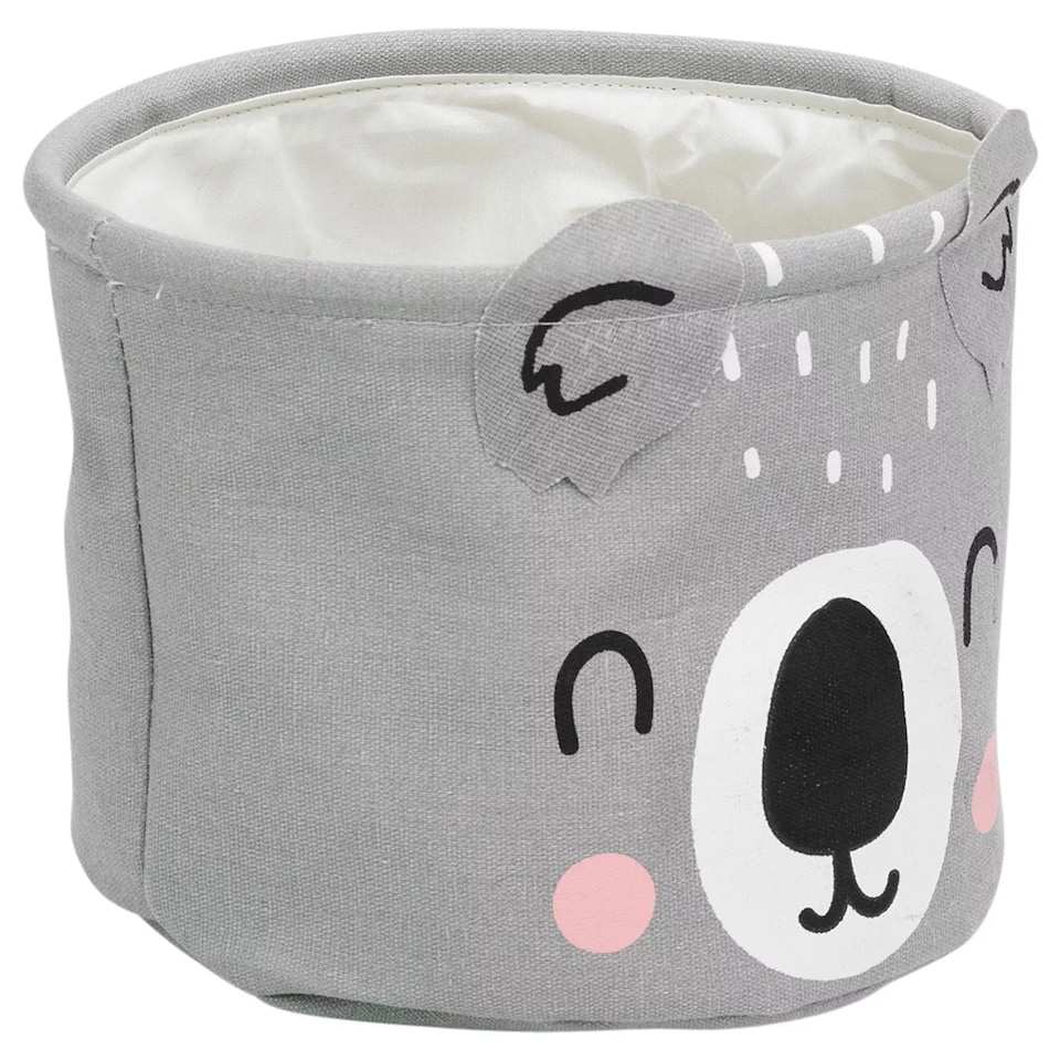 image 1 of 2 Pc Kids Animal Character Storage Baskets Toys Space Saving Organiser Hampers | Grey | Grey Koala Bear