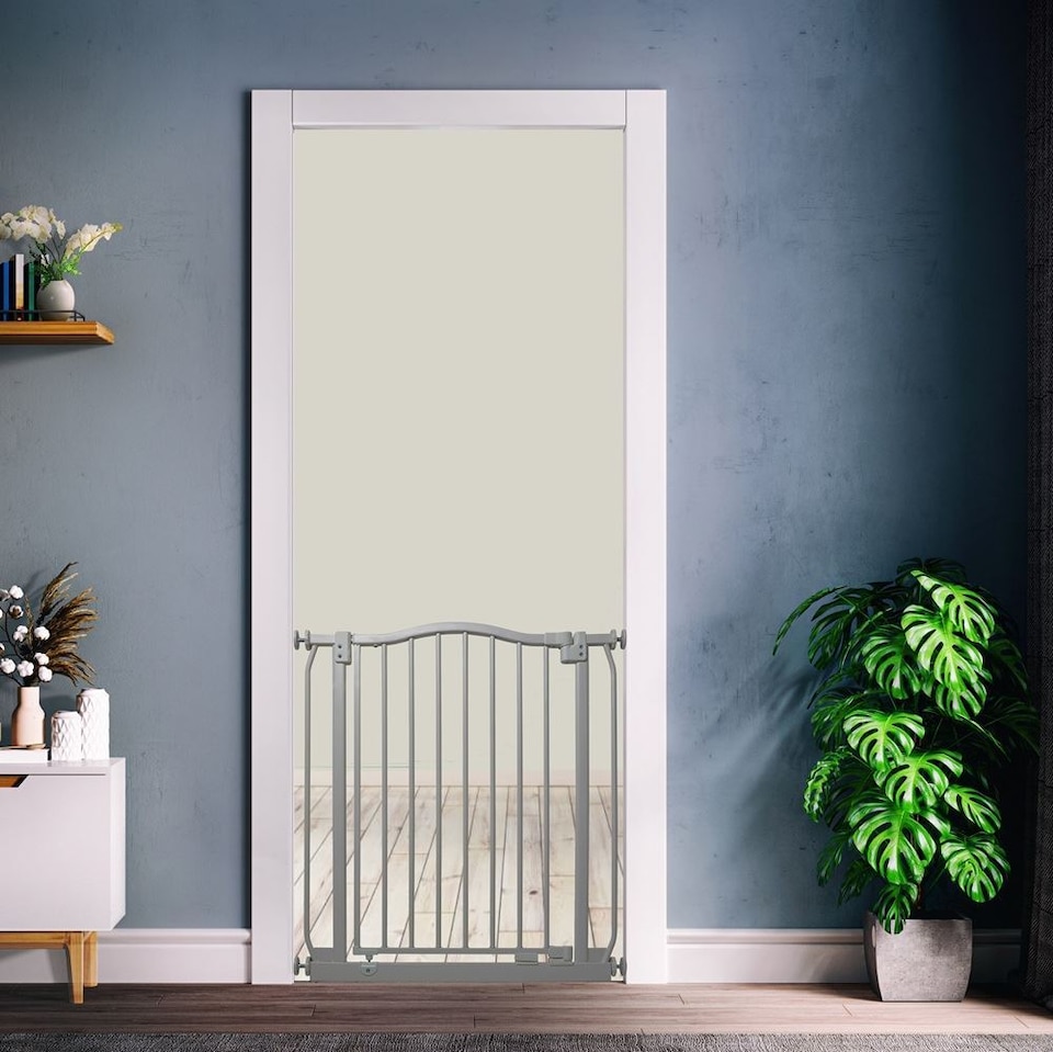 image 1 of Safetots Curved Top Safety Gate, 207cm - 216cm, Matt Grey, Pressure Fit Stair Gate, Baby Gate for Doors Hallways and Spaces, Safety Barrier, Easy Installation