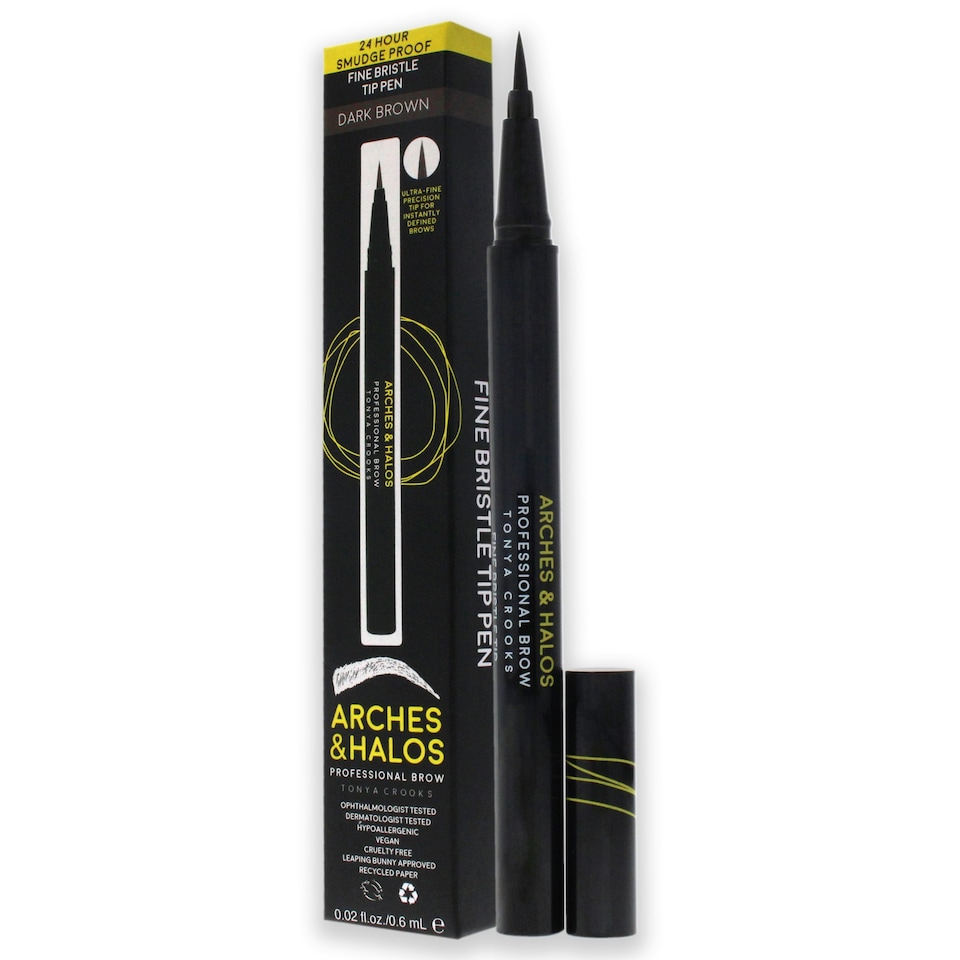 image 1 of Fine Bristle Tip Pen - Dark Brown by Arches and Halos for Women - 0.02 oz Eyebrow Pen