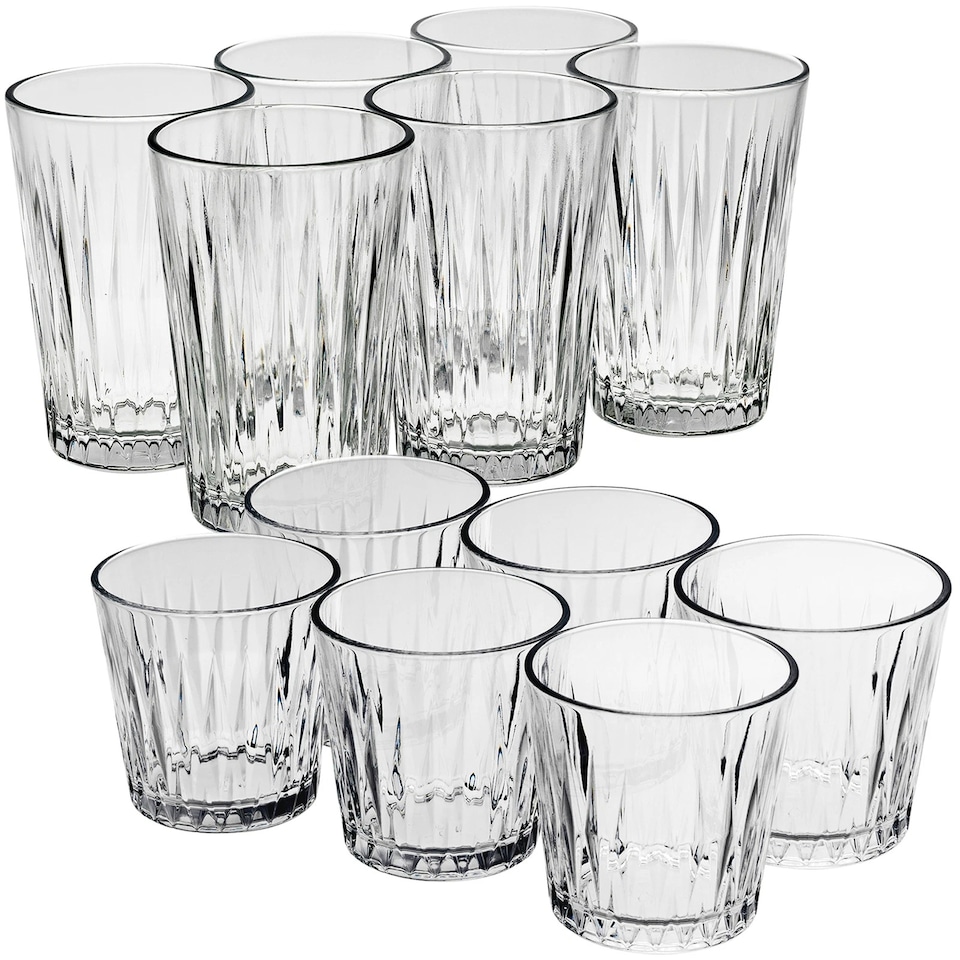 image 1 of Highball Drinking Glasses Whiskey Water Juice Tumblers 6 Set | Clear | 1 set of each | 300ml + 350ml