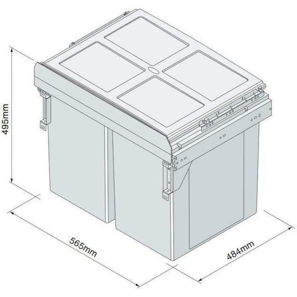 image 1 of FittingsCo, 90 L Under Counter Pull Out Waste Bin Set 2x45 L for 600mm Cabinet, Side Mounted Soft Close