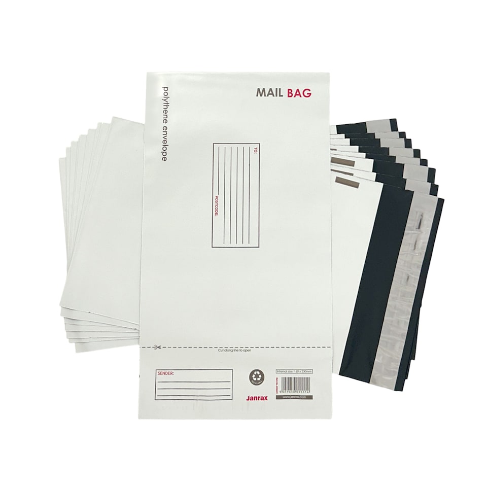 image 1 of Pack of 10 Small Polythene Mailing Bags 16x23cm – Secure Peel & Seal Envelopes