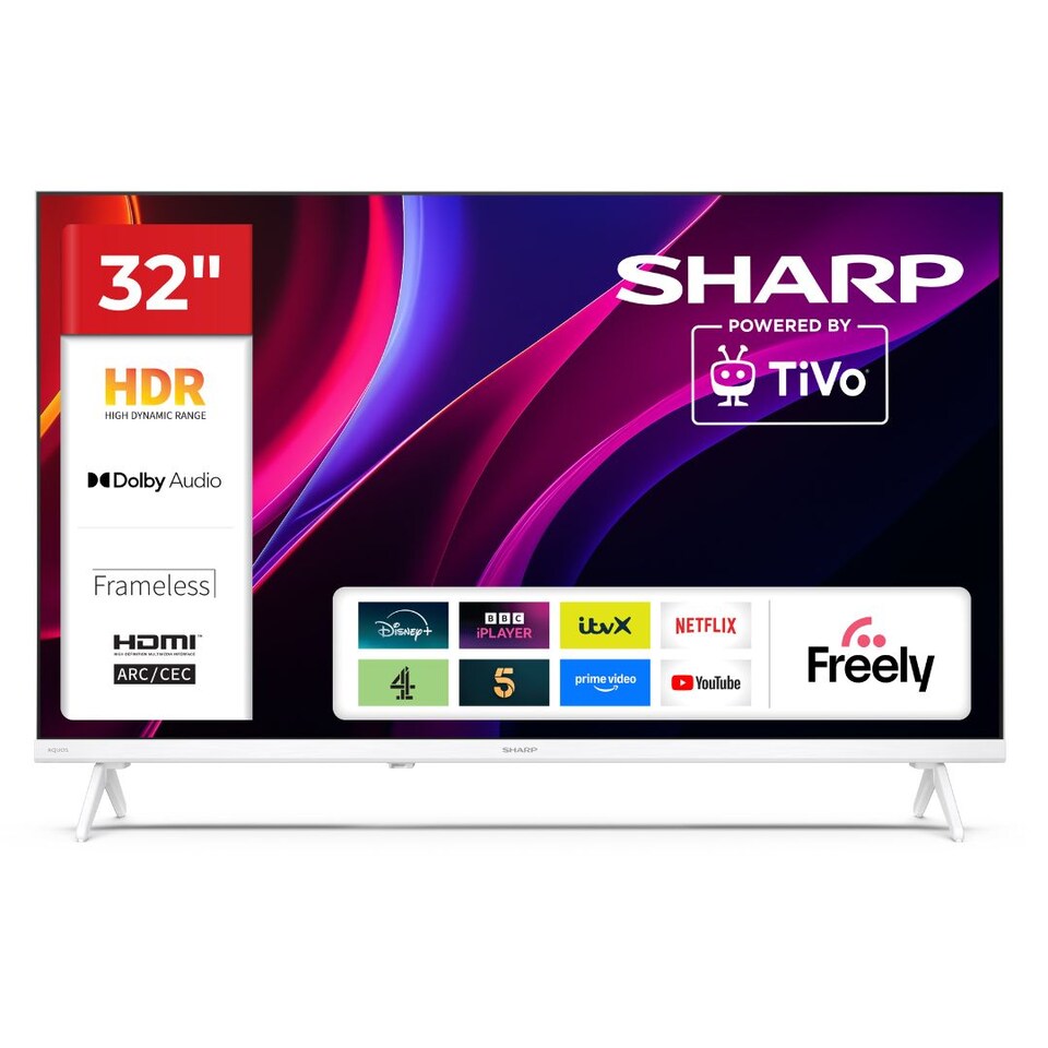 image 1 of SHARP 32HE2245KW 32 Inch HD TiVo Smart TV Frameless - White