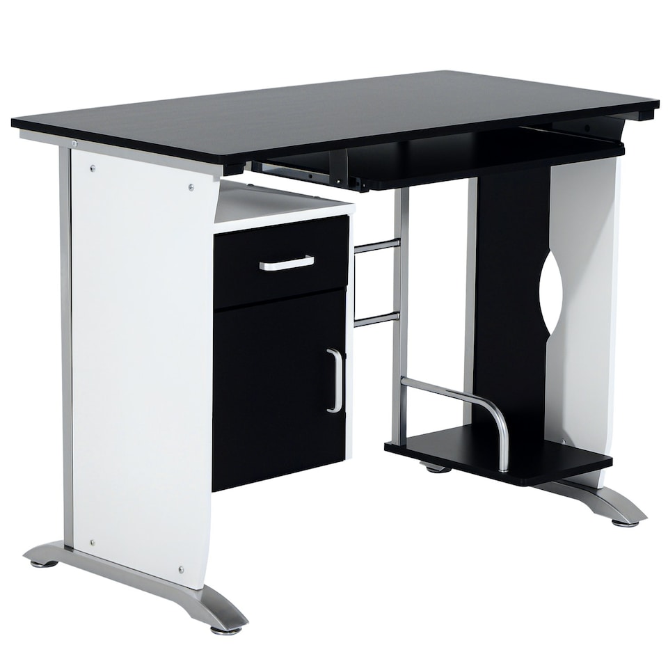 image 1 of HOMCOM Computer Desk Drawer PC Writing Wooden Workstation Keyboard Black