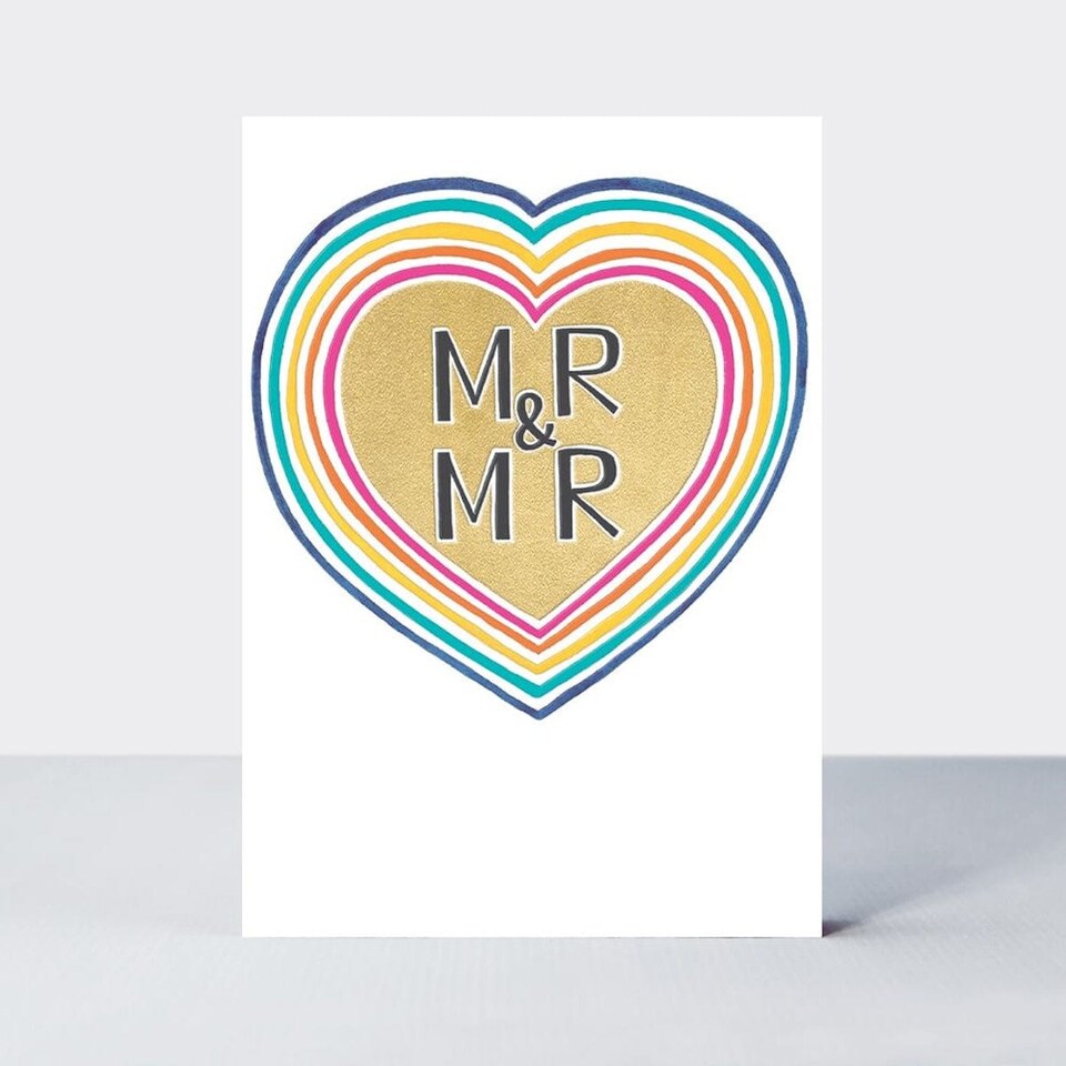 Rachel Ellen Mr and Mr Wedding Greeting Card, Rainbow Design