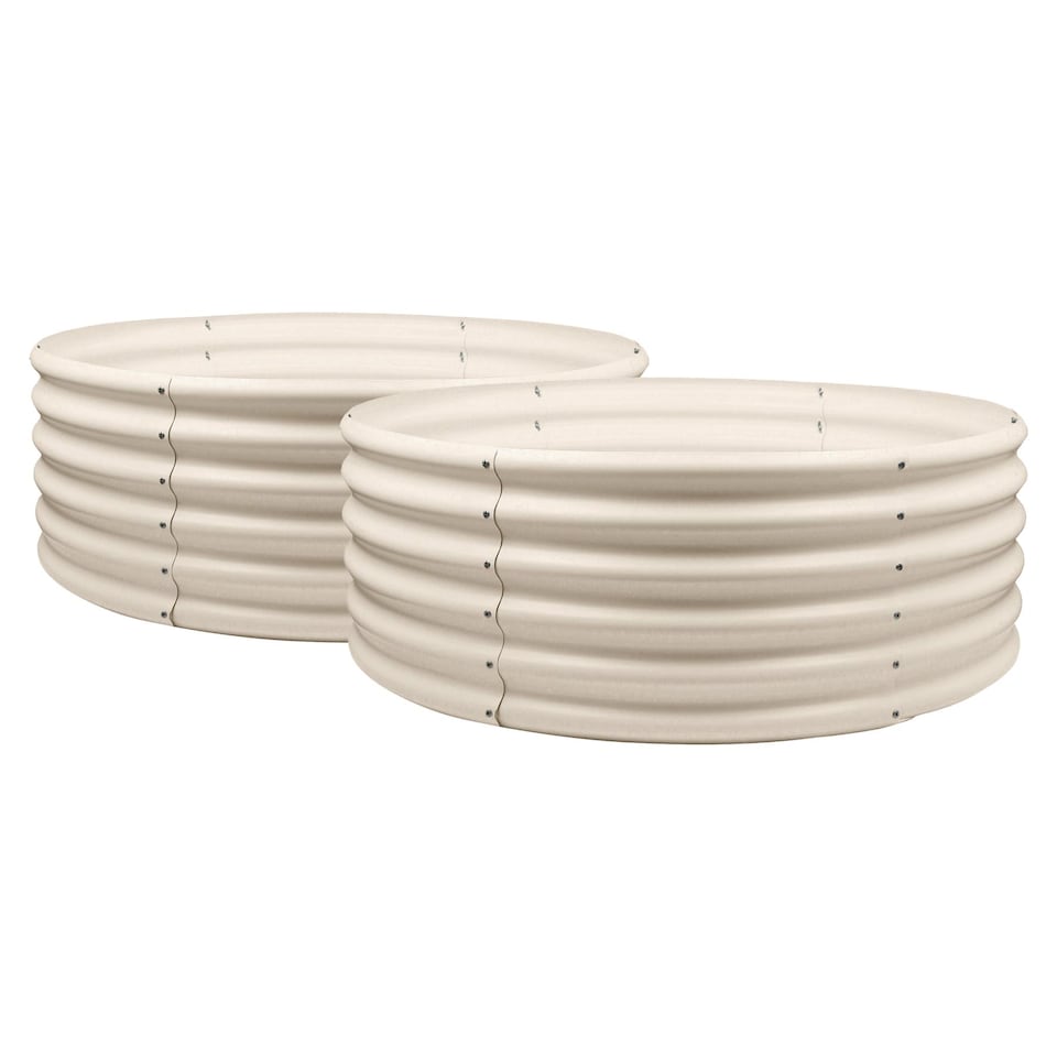 image 1 of Harbour Housewares Round Raised Garden Beds - 120cm x 120cm x 45cm - Ivory - Pack of 2 | Cream | Ivory
