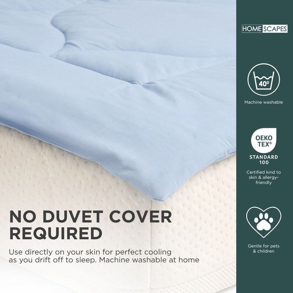 image 1 of Homescapes Luxury Cooling Blanket, Summer Coverless Duvet, Single