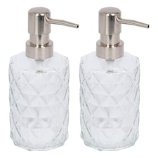 Harbour Housewares Prism Glass Soap Dispensers - 330ml - Pack of 2