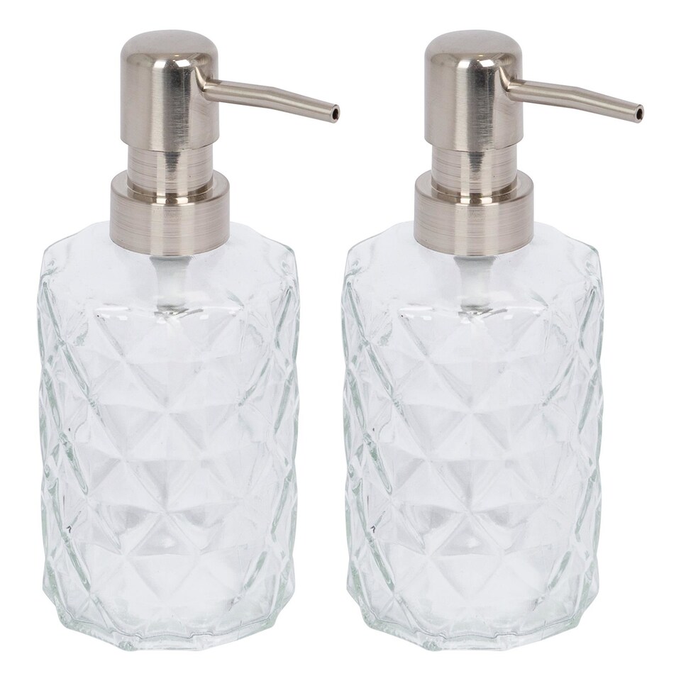 image 1 of Harbour Housewares Prism Glass Soap Dispensers - 330ml - Pack of 2