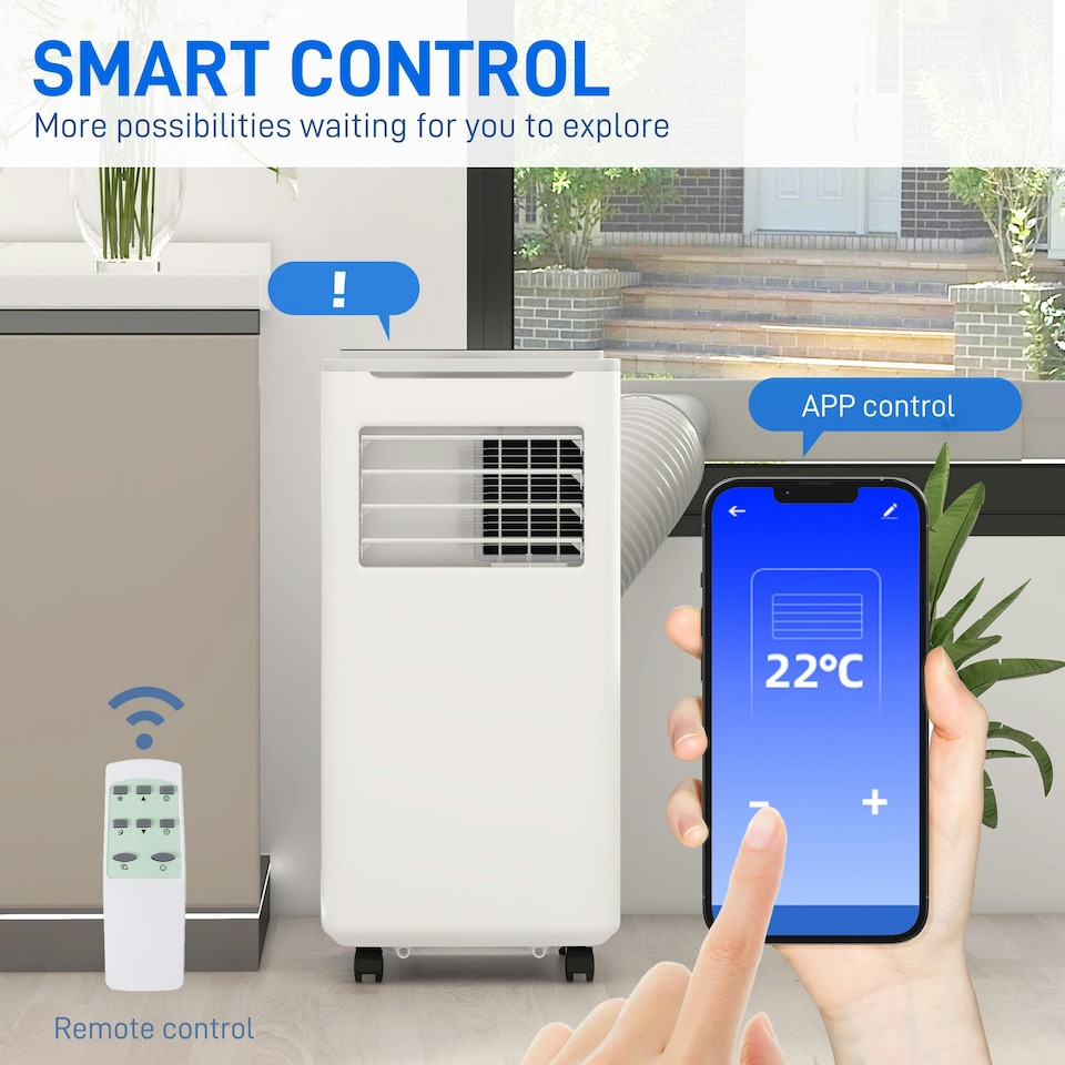 image 1 of HOMCOM 9000 BTU Portable Air Conditioner Unit with WiFi Smart App, 20m²