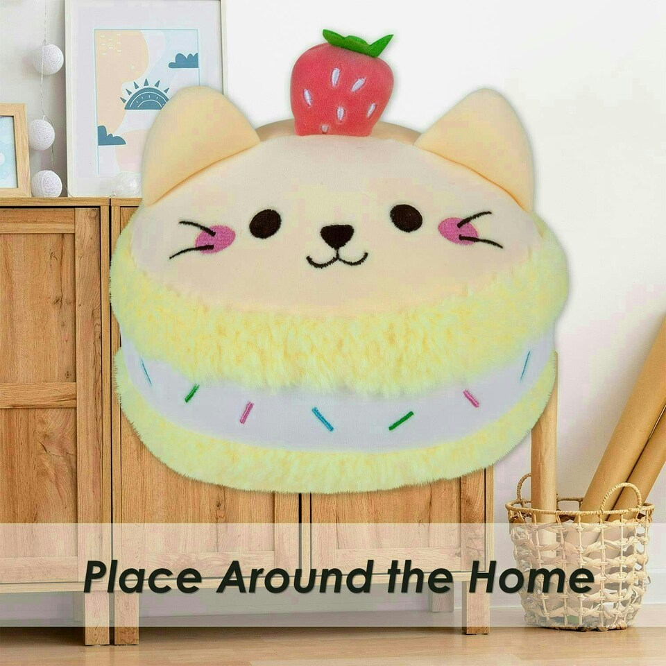 image 1 of Macaroon Cat Soft Toy Cute Plushie Huggable Cuddly Stuffed Toy 23cm Yellow