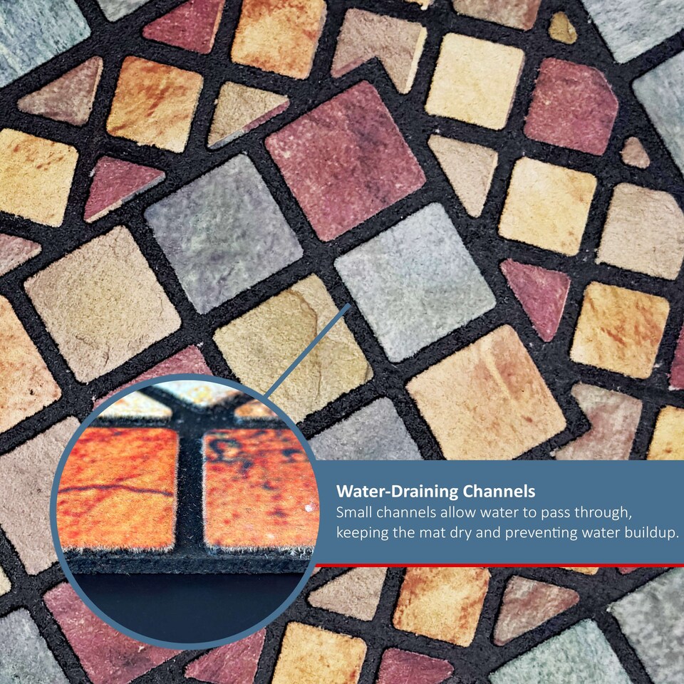 image 1 of Nicoman Rubber Elegant Blue Tile Doormat - 60x40cm
