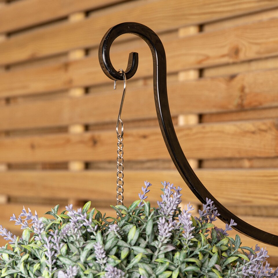 image 1 of Tom Chambers Heavy Duty Handcrafted Metal 38cm Black Wall Bracket Hook For Garden Hanging Basket Bird Feeder | Black | Black