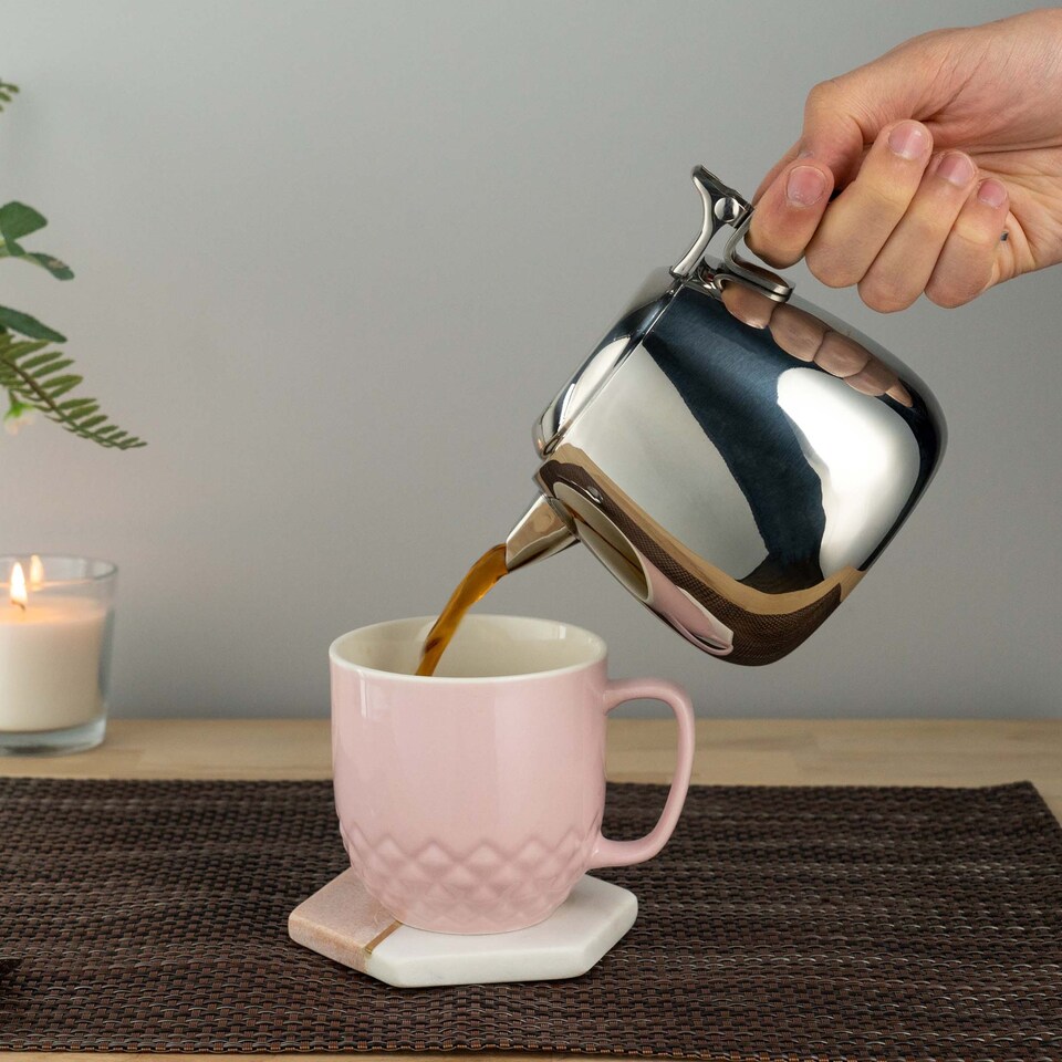 image 1 of Café Stal Babel Teapot, 26oz / 750ml / 2-3 Mugs, Stainless Steel, Stackable