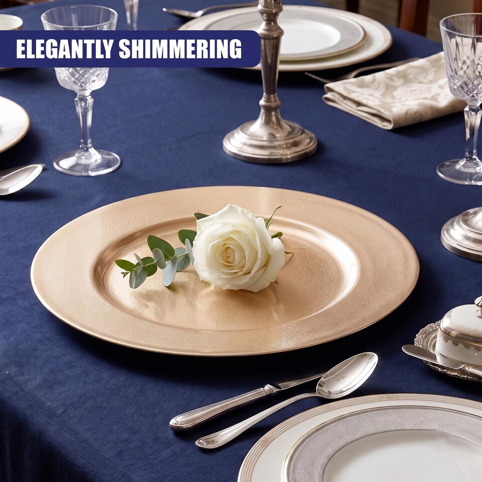image 1 of GEEZY Set of 4 Gold Charger Plates 33cm, Festive Metallic Under Plates