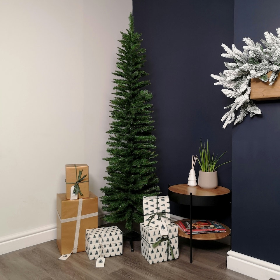image 1 of 6ft (1.8m) Pencil Style Slim Artificial Christmas Tree in Green