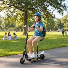 HOMCOM Foldable Powered Scooter with Adjustable Seat, Brake | Black