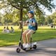 image 1 of HOMCOM Foldable Powered Scooter with Adjustable Seat, Brake | Black