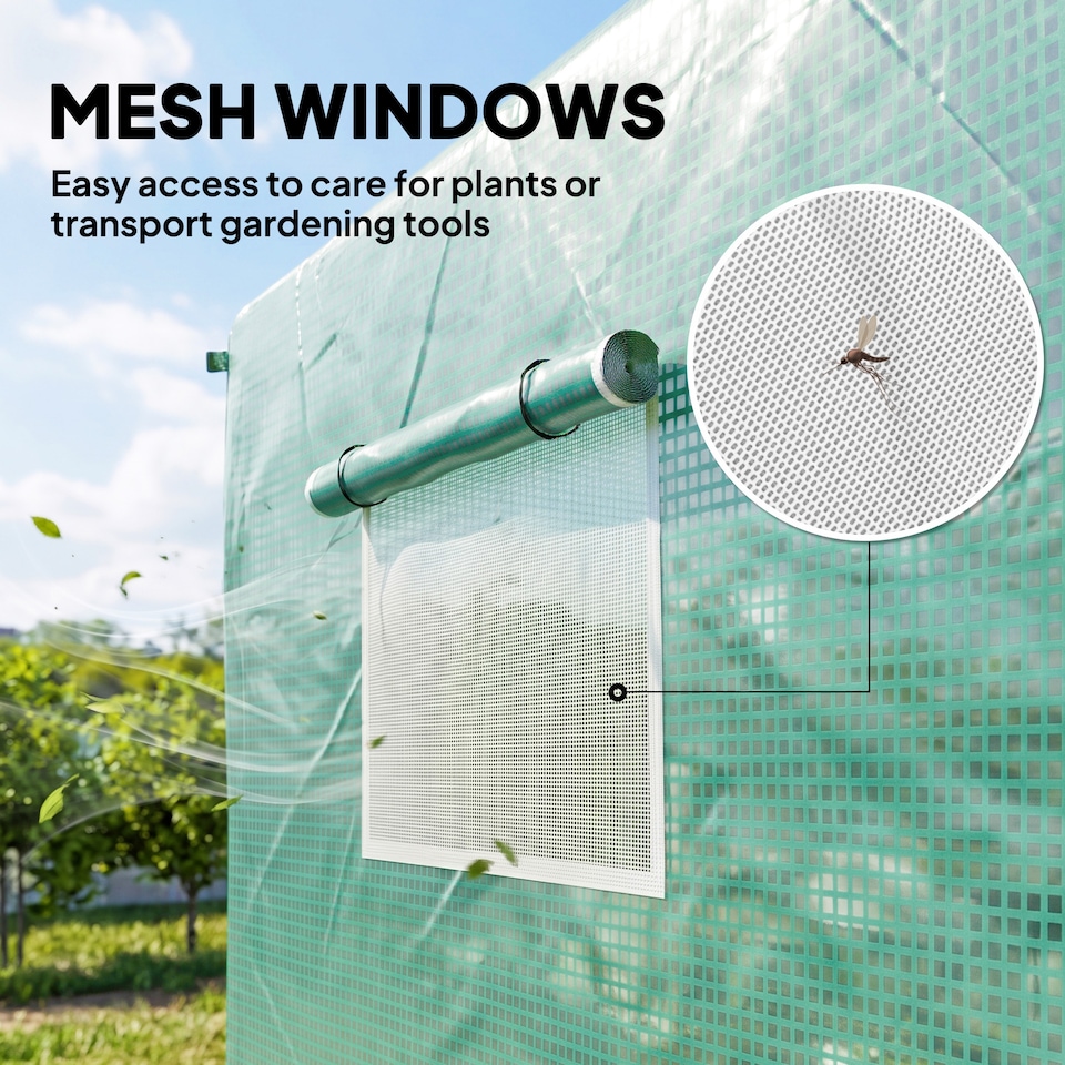 image 1 of Outsunny Tunnel Greenhouse with PE Cover, Wide Door, 2 x 3 m, Green | Green