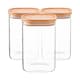 image 1 of Argon Tableware Square Glass Storage Jars with Wooden Lids - 1.1 Litre - Pack of 6