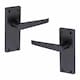 image 3 of Golden Grace 6 Pairs of Victorian Straight Handle Latch Door Handles in Matt Black with 120mm x 40mm Backplate Black