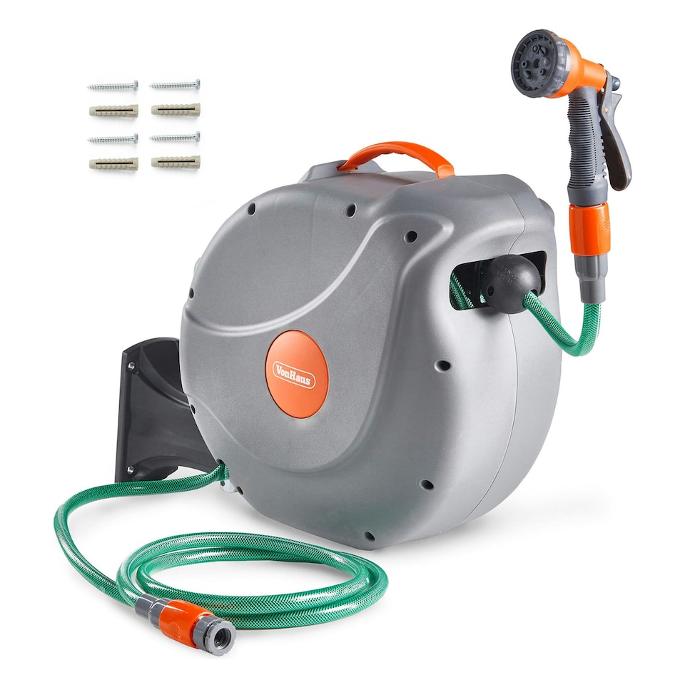 image 1 of VonHaus Garden Hose Reel 20m Wall Mounted & Retractable