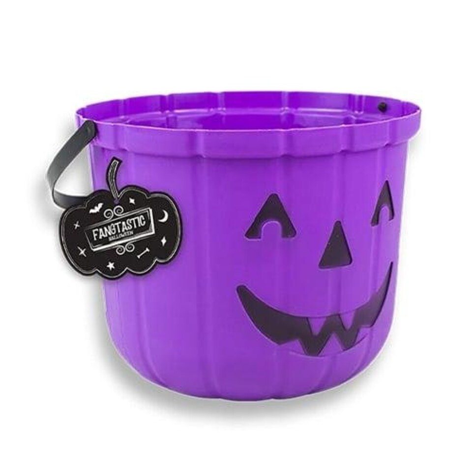 Purple Pumpkin Halloween Trick or Treat Plastic Bucket 25cm