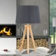 image 4 of Voyage - Light Oak Table Lamp Bedside Light with Grey & Silver Shade | Brown | Grey | Large | 1