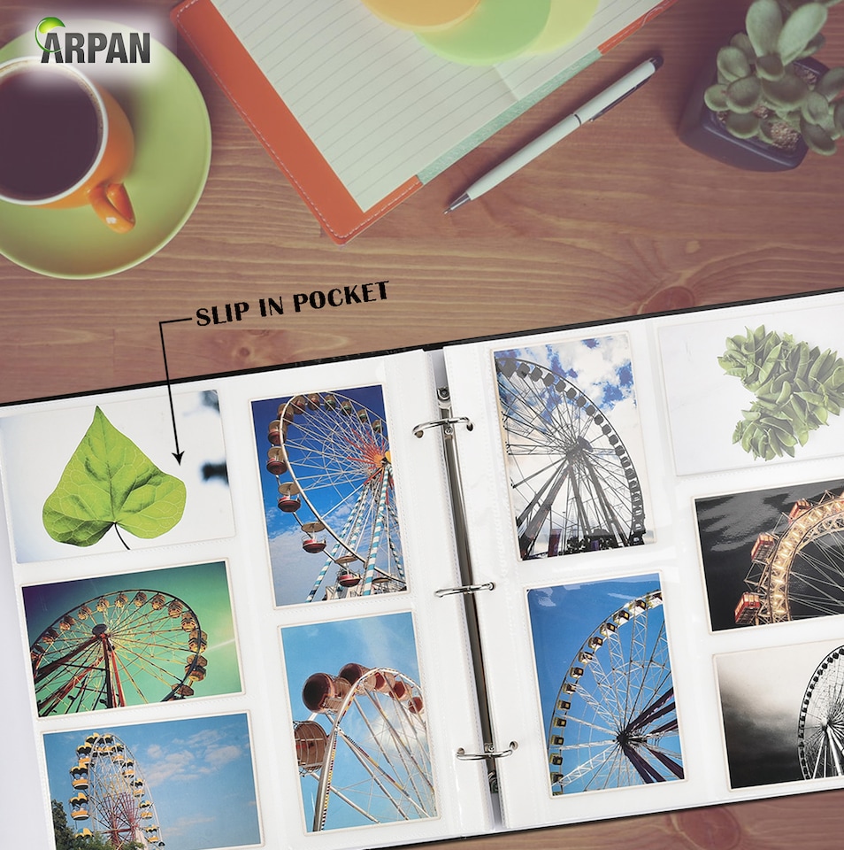 image 1 of ARPAN Large 3-Ring Binder Photo Album Holds 500 Photos 6x4" (10x15cm) – Slip In Pocket Picture Album for Wedding, Baby, Birthday, Family & Travel Memories