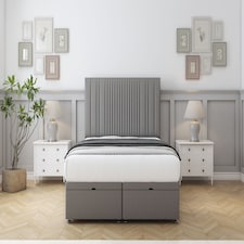 Sloomy Kingsley Pewter Dumfries Ottoman Bed With Mattress With 26" Strutted Headboard 2'6 Small Single