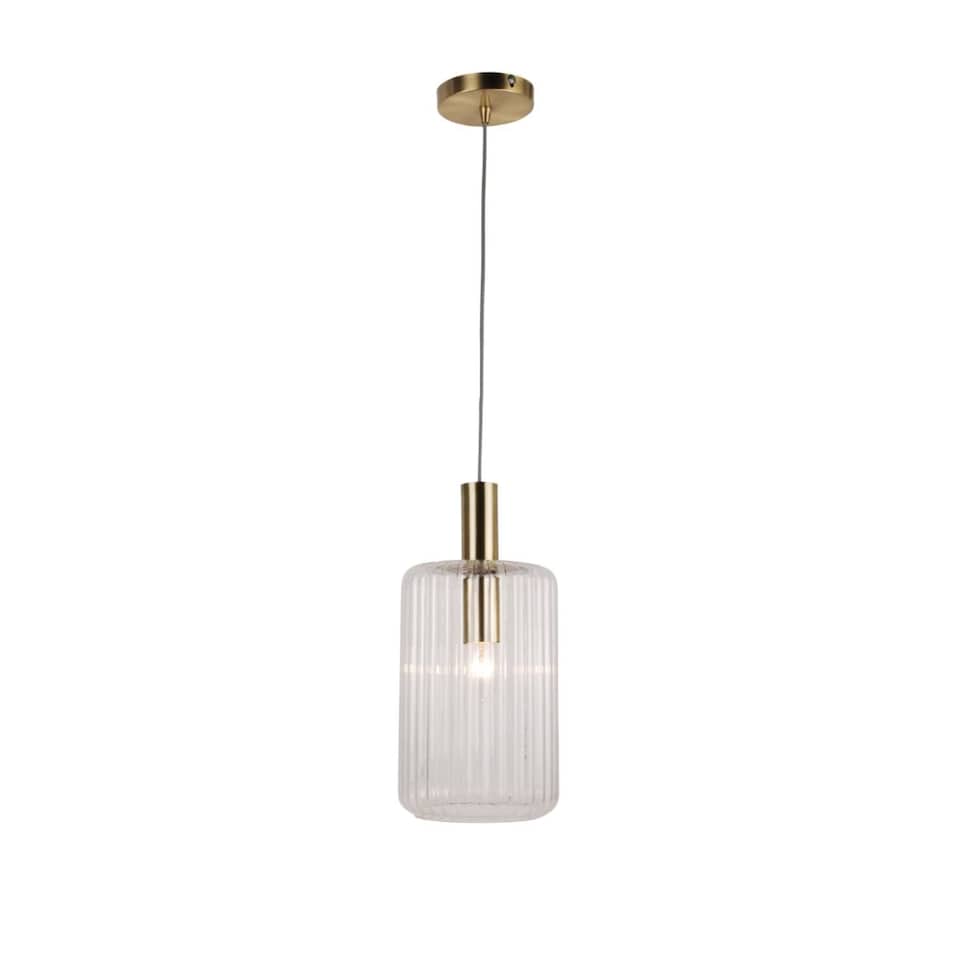 image 1 of Fluted Glass Design Pendant Fitting Finished with Clear Glass and Bronze Effect Colour | Bronze | Clear | 1