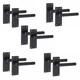 image 1 of Golden Grace 5 Pairs Victorian Straight T-Bar Door Handles Latch in Matt Black Finish - 120mm x 40mm Backplate Black