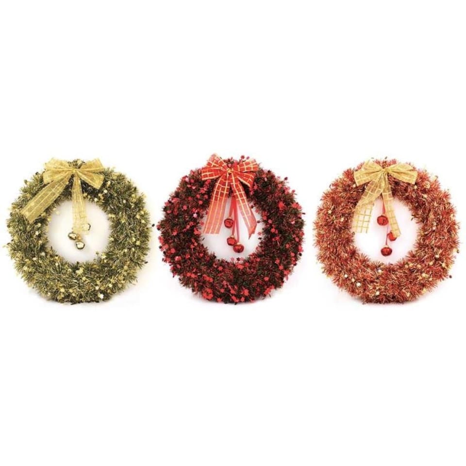 Large Wreath With Bells Christmas Tinsel Decoration (XH0239)