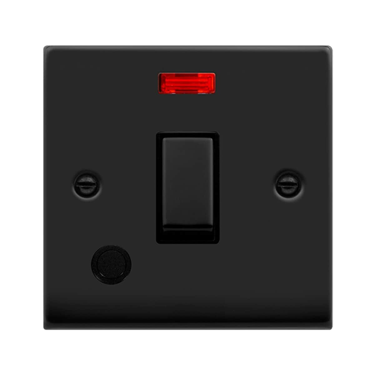 SE HOME Matt Black 1 Gang 20A Ingot DP Switch With Flex With Neon Black Matt Black