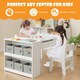 image 3 of COSTWAY 2-in-1 Kids Wooden Art Table and Art Easel Set With Chairs Storage Bins Paper Roll
